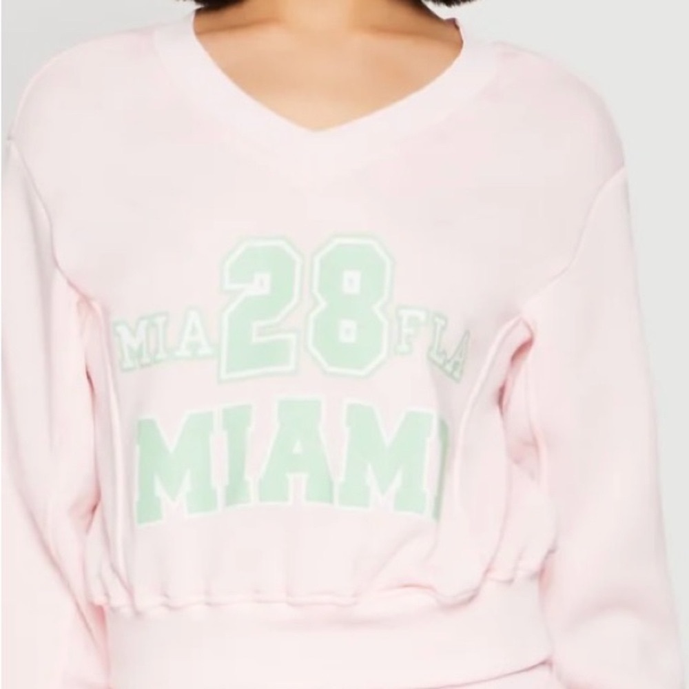Pink V neck Sweatshirt